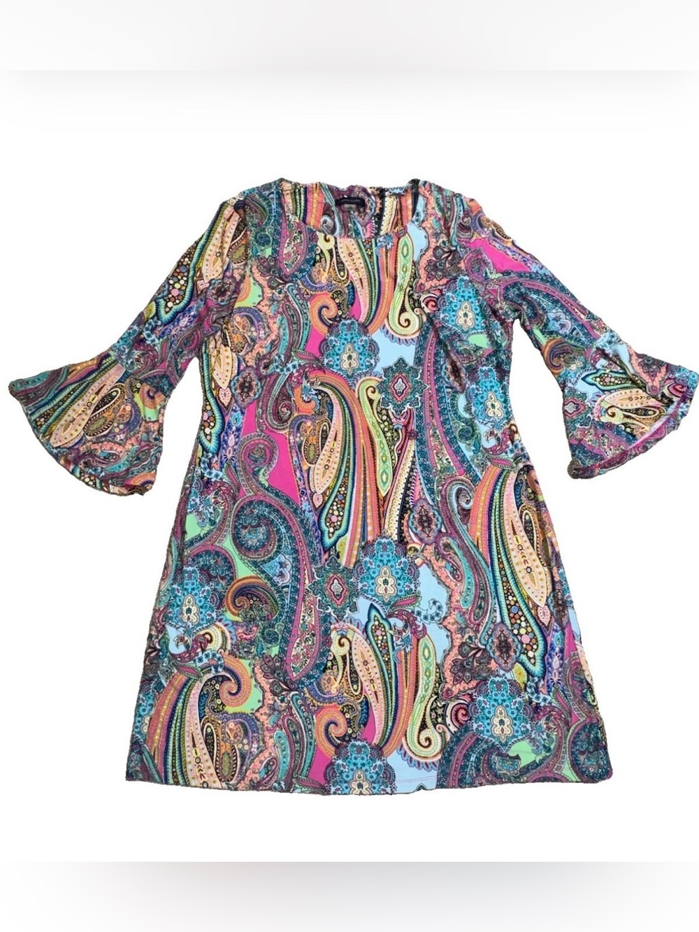 Tommy Hilfiger Multicolor Paisley Bell-Sleeve Shift Dress